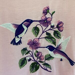 Pink T-Shirt with Hummingbird Design